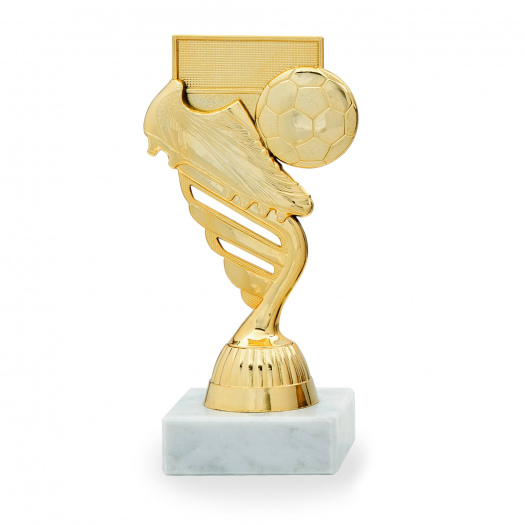Figurka s fotbalovou tématikou, výška 15 cm, zlatá