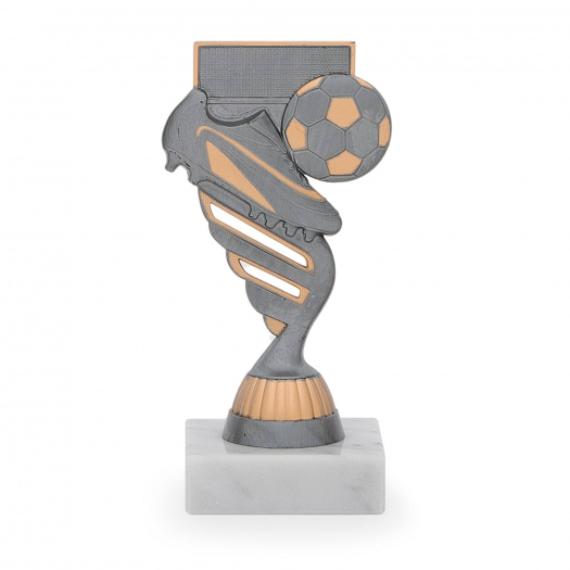 Figurka s fotbalovou tématikou, výška 15 cm, stříbrná/zlatá