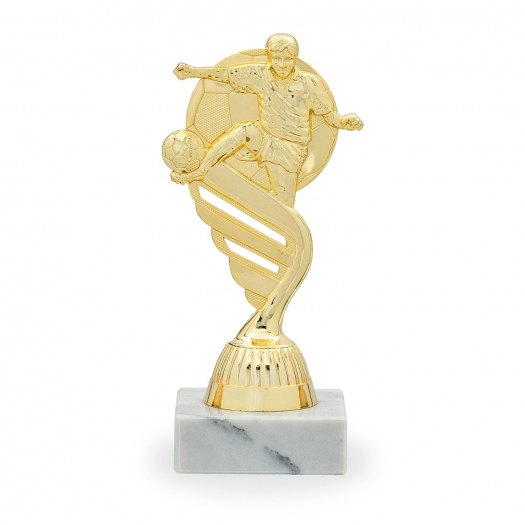 Figurka s fotbalovou tématikou, výška 15 cm, zlatá