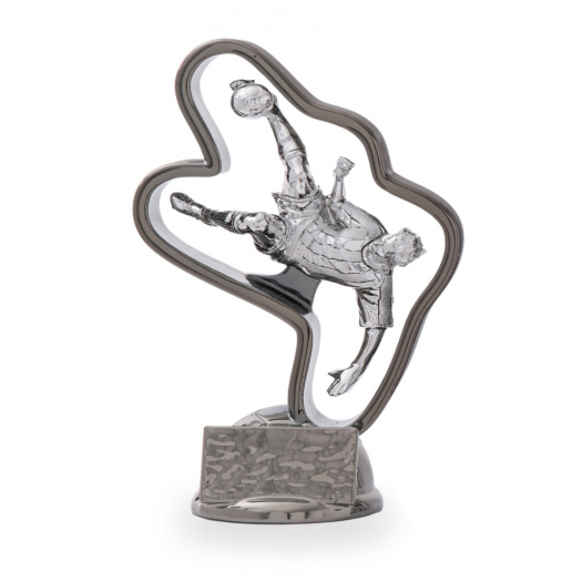 Fotbalová trofej v luxusním provedení, výška 23 cm, stříbrná