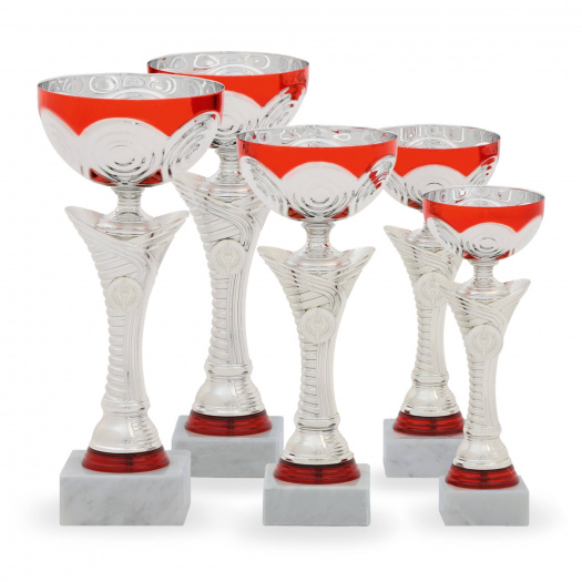 Pohár EKONOM, výška 23 cm, stříbrný/červený