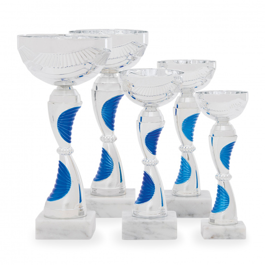 Pohár TROFIX, výška 22 cm, stříbrný/modrý