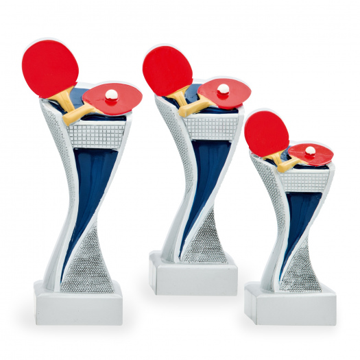 Trofej se symbolem stolního tenisu, výška 14,5 cm, vícebarevná