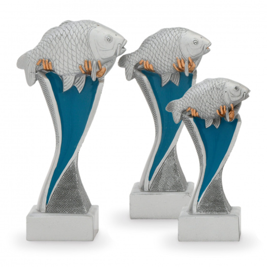 Trofej se symbolem ryby, výška 14,5 cm, vícebarevná