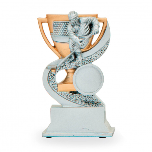 Trofej se symbolem hokeje, výška 12 cm, stříbrná/zlatá