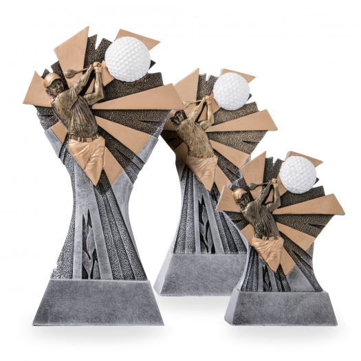 Trofej se symbolem golfu, výška 16 cm, vícebarevná