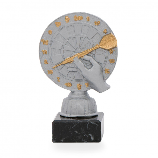 Trofej luxusní se symbolem šipek, výška 17 cm, stříbrná/zlatá