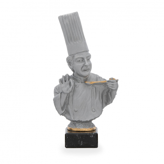 Trofej luxusní se symbolem gastronomie, výška 26 cm, stříbrná/zlatá