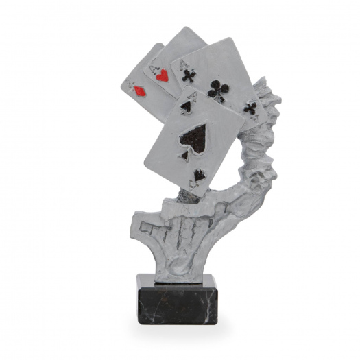 Trofej luxusní se symbolem karet, výška 24 cm, vícebarevná