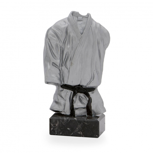 Trofej luxusní se symbolem karate, výška 19 cm, stříbrná/černá