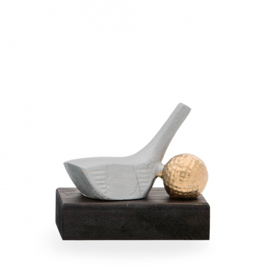 Trofej luxusní se symbolem golfu, výška 11 cm, stříbrná/zlatá