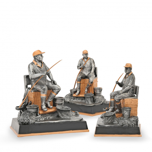 Trofej se symbolem rybaření, luxusní, výška 25 cm, vícebarevná