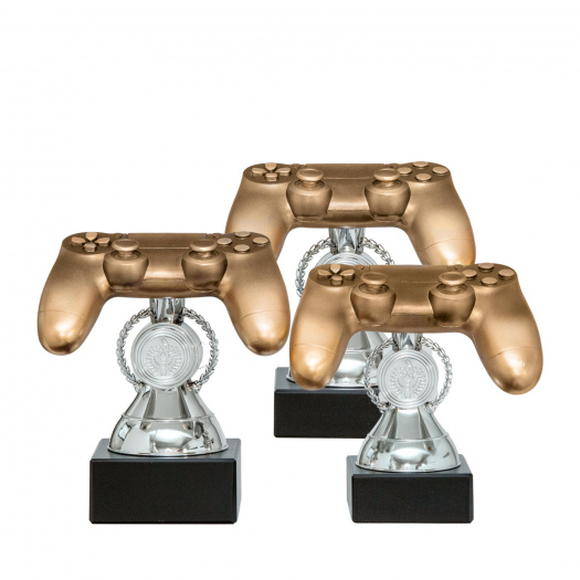 Trofej herní ovladač, výška 15 cm, vícebarevná