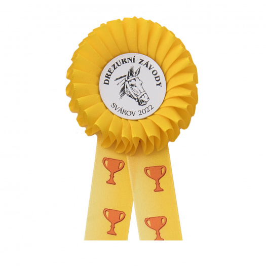 Účastnická cena - kokarda, průměr 80 mm, žlutá