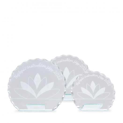 Skleněná plaketa s laserovým gravírováním, 120x115mm