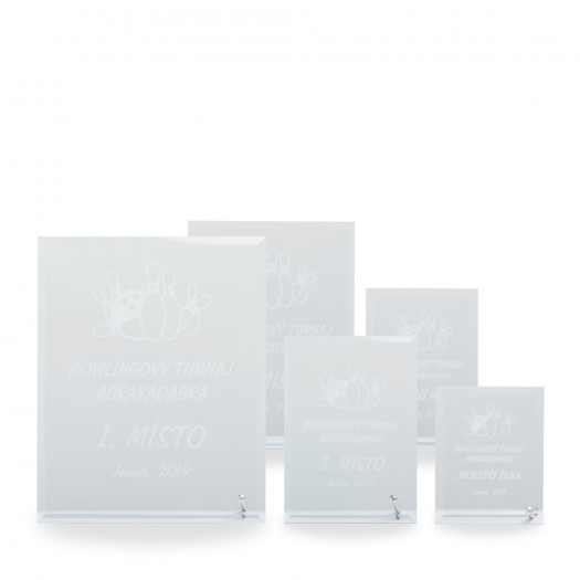 Skleněná plaketa s laserovým gravírováním, 85x110mm