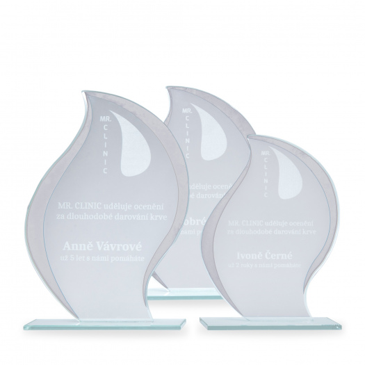 Skleněná plaketa s laserovým gravírováním, 130x175mm