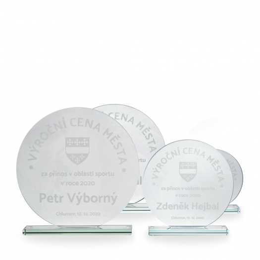 Skleněná plaketa s laserovým gravírováním, 100x100mm