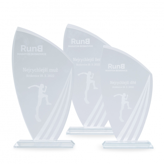 Skleněná plaketa s laserovým gravírováním, 110x215mm