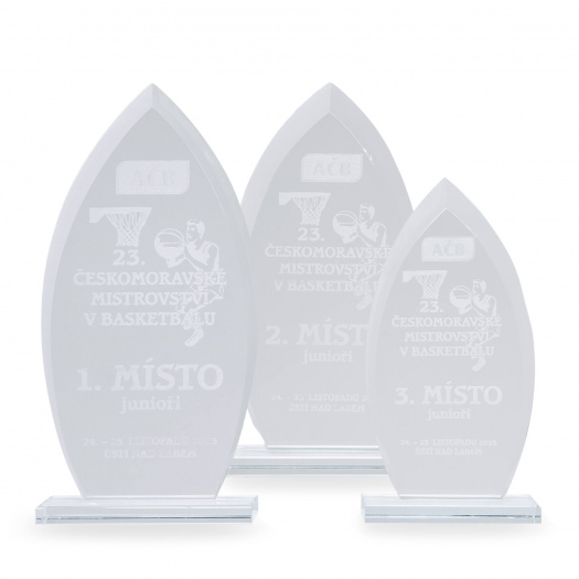 Skleněná plaketa s laserovým gravírováním, 90x180mm