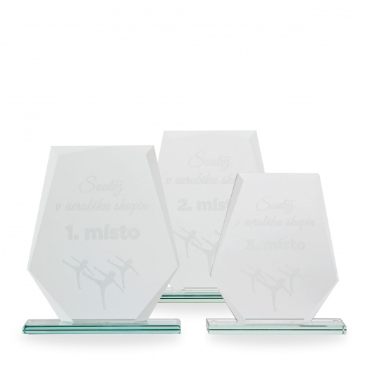 Skleněná plaketa s laserovým gravírováním, 140x165mm