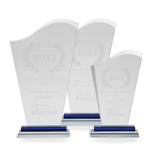 Skleněná plaketa s laserovým gravírováním, 120x205mm