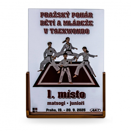 Skleněná plaketa s laserovým gravírováním nebo plnobarevným potiskem, 160x230 mm