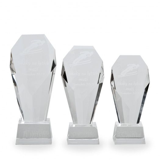 Skleněná luxusní plaketa s laserovým gravírováním, 90x187mm