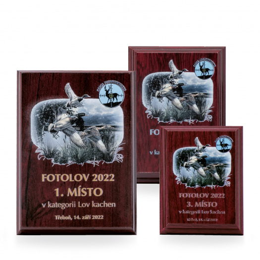 Dřevěná plaketa s plnobarevným tiskem, 75x100mm