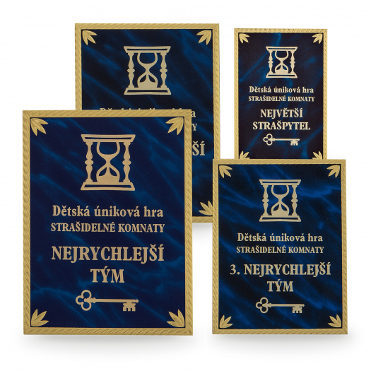 Plechová plaketa s laserovým gravírováním, 85x130mm