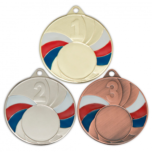 Medaile na emblém, 50 mm, zlatá/trikolora