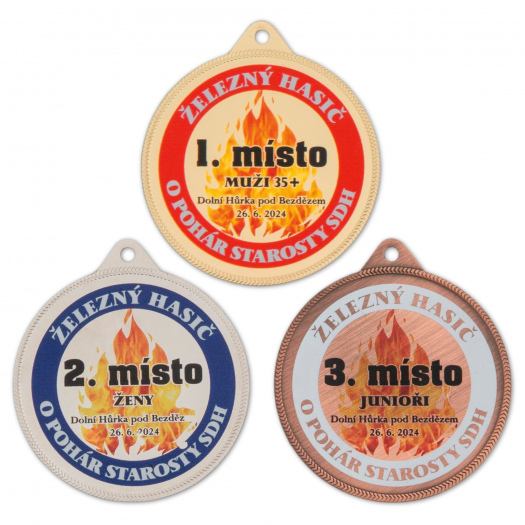 Medaile s plnobarevným potiskem, 55 mm, zlatá