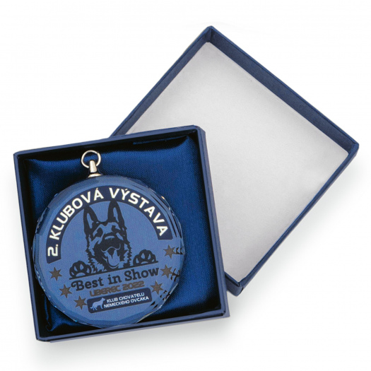 Skleněná medaile prům. 60 mm, včetně krabičky